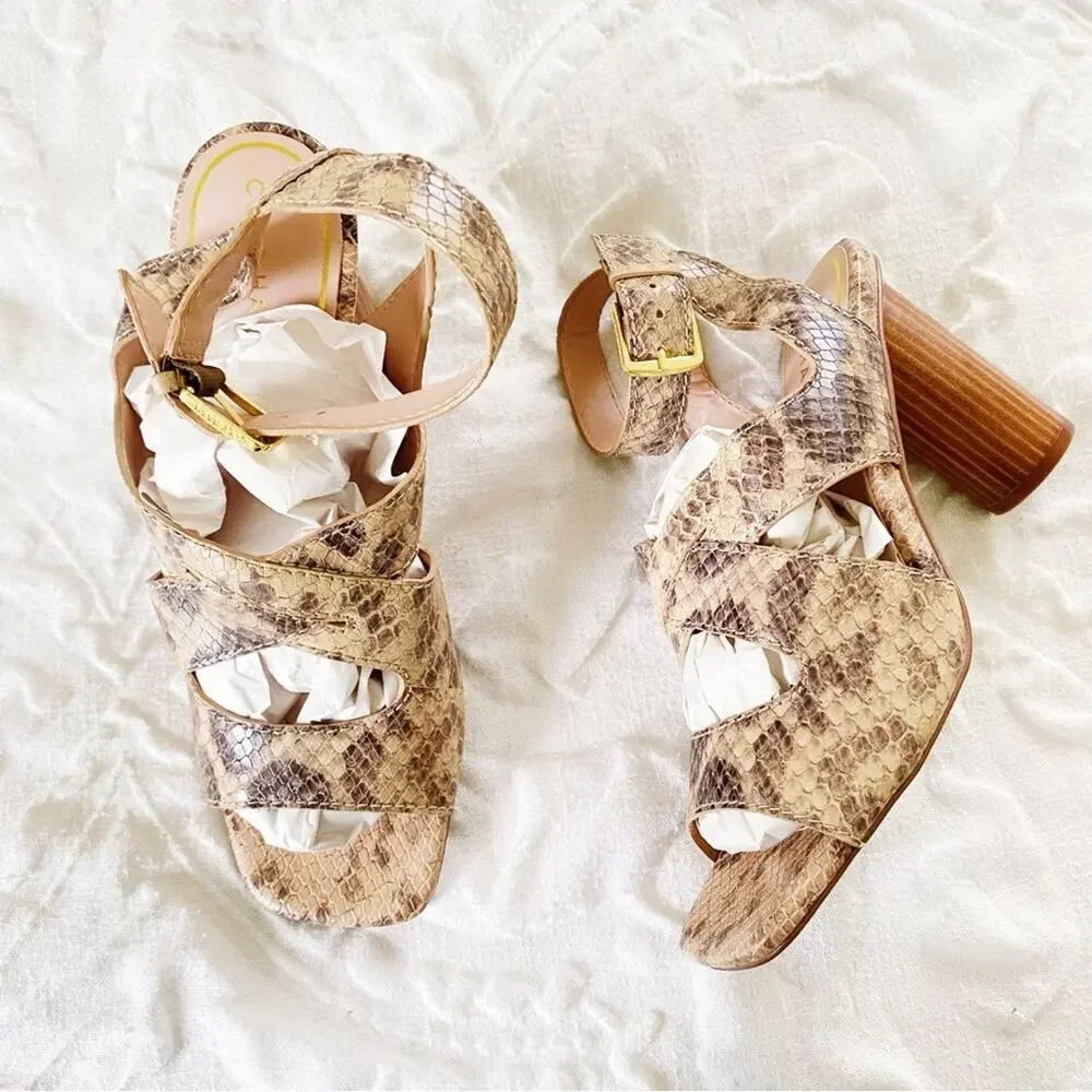 Cole Haan Reina City Snake Print Ankle Strap Dress Sandals Size 9